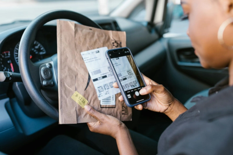 QR code used on parcel scanned by driver
