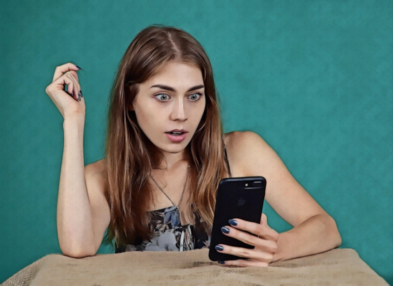 Woman with surprised look